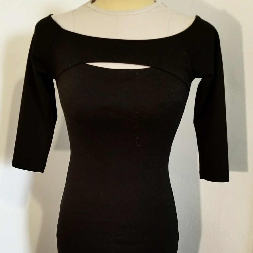 Moda Intl Fitted Black Midi Dress - Picture 2 of 4